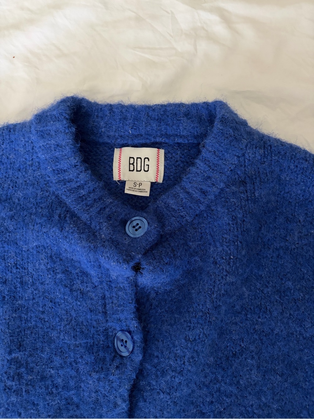 BDG Royal Blue Fuzzy Button-Up Cardigan